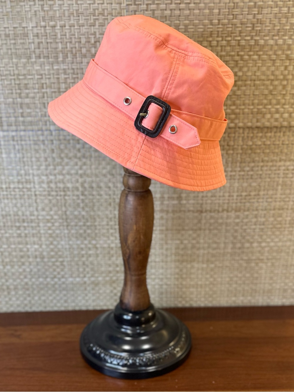 VTG 2000s GAP Y2K Peach Coral Trench Belted Bucket Hat Ditsy Floral Lining S/M